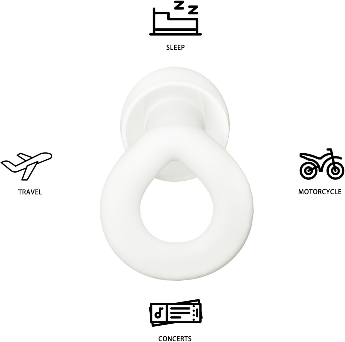 Silicone Ear Plugs for Noise Reduction, Reusable Ear Plugs for Sleeping Noise Cancelling, Concerts, Motorcycle, Travel & Hearing Protection NRR 33dB - 8 Ear Tips in XS/S/M/L, Black