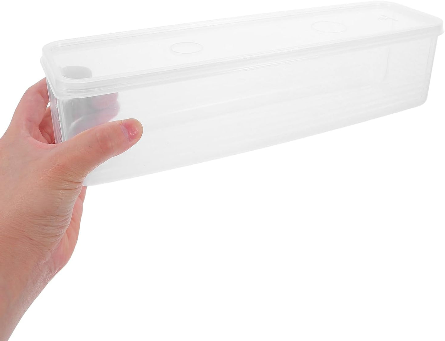 DECHOUS Long Plastic Food Storage Container with Lid for Scallions, Cilantro, Green Onions - Stackable, Airtight Clear Rectangular Food Container for Kitchen Fridge, 12x3.14x3 Inch