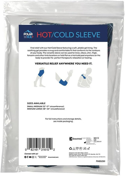 Brownmed Polar Ice Hot/Cold Therapy Sleeve, Soft Gel Lining, Small/Medium