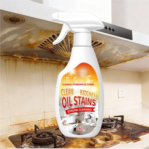 Kitchen Degreaser Spray, Kitchen Oil Stains Spray, Heavy Duty Degreaser For Kitchens, Oil Stain Remover, For Grills,Oven,Cabinet, Air Fryer,Home & Commercial, 240ML/8.45OZ (2PC)