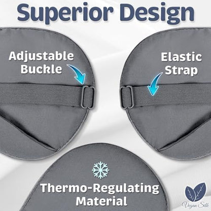 Sleep Mask - Navy Gray, 100% Viscose Derived from Bamboo - Lightweight Eye Mask with Adjustable Strap - Blackout Sleeping Blindfold for Women & Men - Comfortable Light Blocking Eye Cover