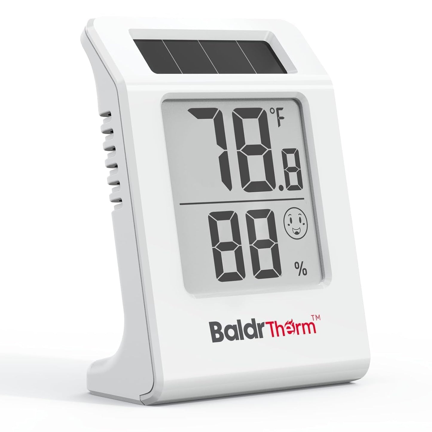 2.2'' Digital Thermometer and Hygrometer Meter, Solar-Powered Indoor Temperature Sensor Humidity Monitor, Humidity Gauge for Baby Rooms, Bedrooms, Home, Office, and Wine Cellars, White, 2Pack