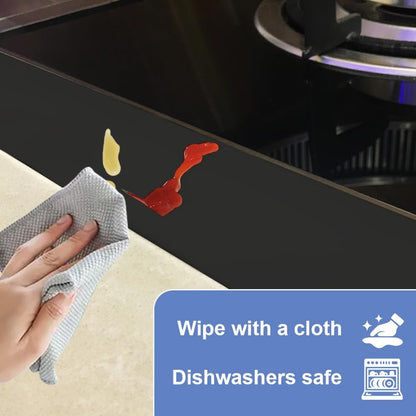 Silicone Stove Counter Gap Cover 30 Inch Side Range Gap Filler 2 Pack Black | Extra long kitchen stove gap covers, 0.2-1 inch gap, heavy 10 oz, cut to size, oven crack guards between stove and counter