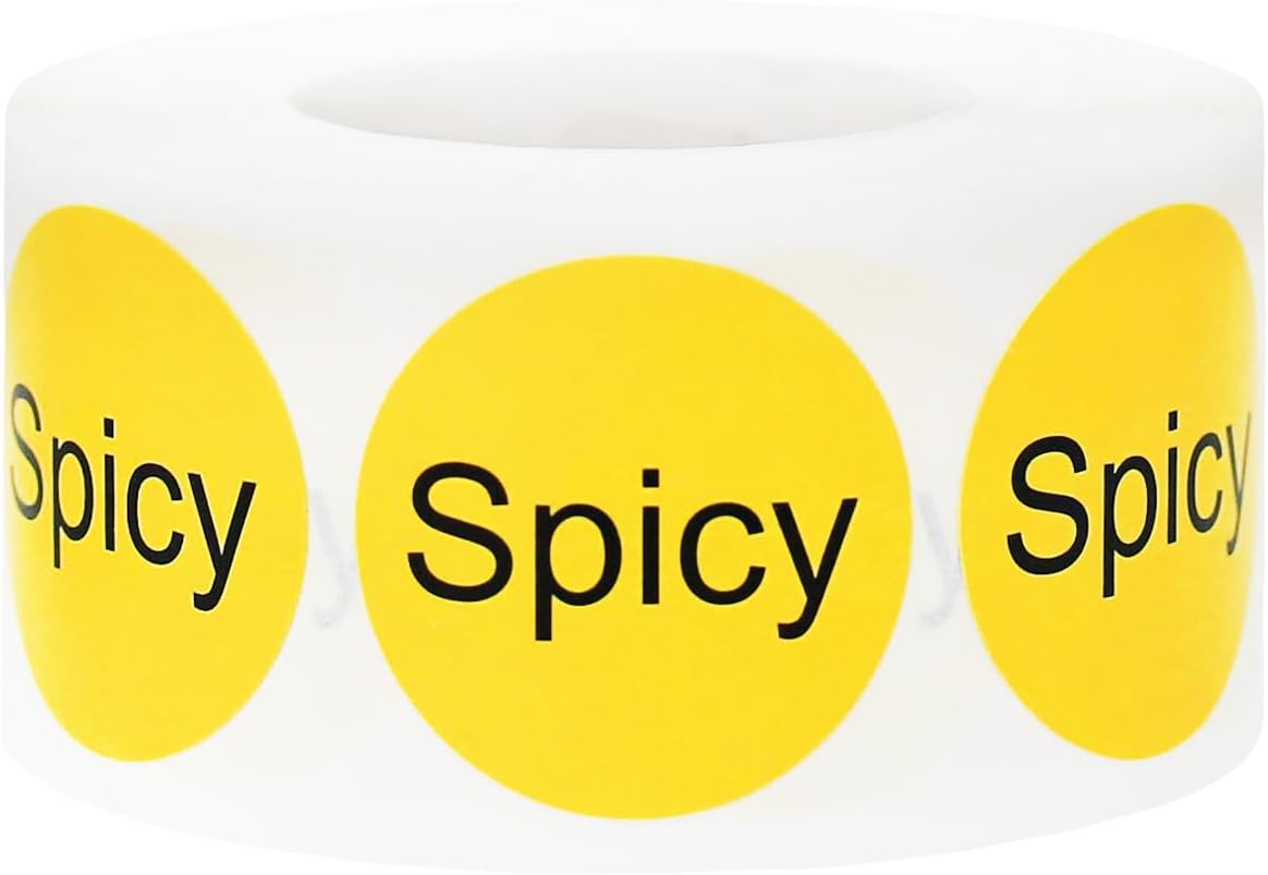 Yellow with Black Carnitas Circle Dot Adhesive Stickers, 1 Inch Round Labels, 500 Total Stickers