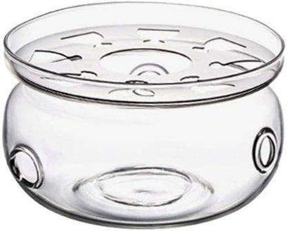 Glass Filtering Tea Maker Teapot with a Warmer and 6 Double-walled Tea Cups Set (Heating base, Standard)