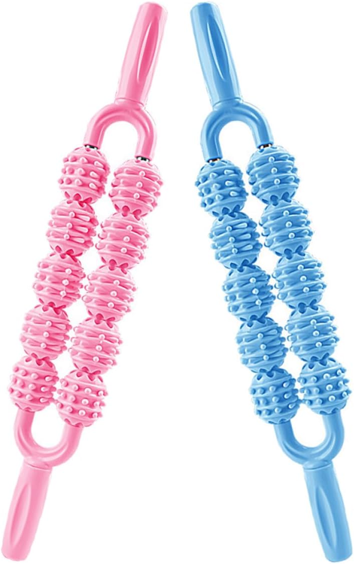 BETOOKY 2pcs Muscle Roller Stick and Fascia Massage Tool Manual Trigger Point Cane Massager for Leg and Body Muscle Relief Plastic Handheld Rolling Stick for Deep Tissue Therapy