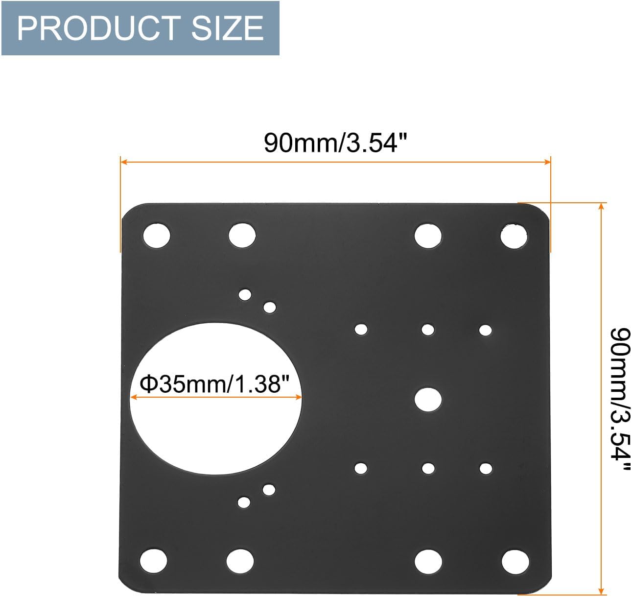 uxcell Cabinet Hinge Repair Plate, 2 Set 90mm/3.54" Stainless Steel Kitchen Cupboard Door Hinge Repair Plate Kit Includes Fixing Screws for Wooden Kitchen Cabinet Doors, Black