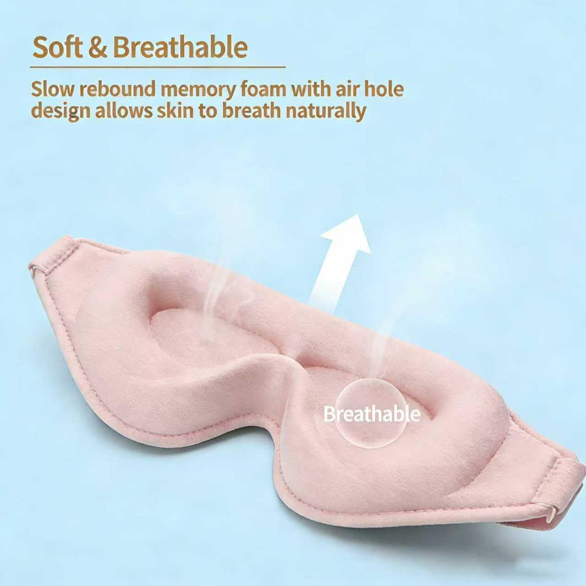 3D Sleep Mask for Side Sleepers, Memory Foam Eye Mask for Sleeping, 100% Blackout, Breathable & Lightweight, Adjustable Strap, No Pressure on Eyes, Soft Travel Sleep Mask for Men & Women Pink