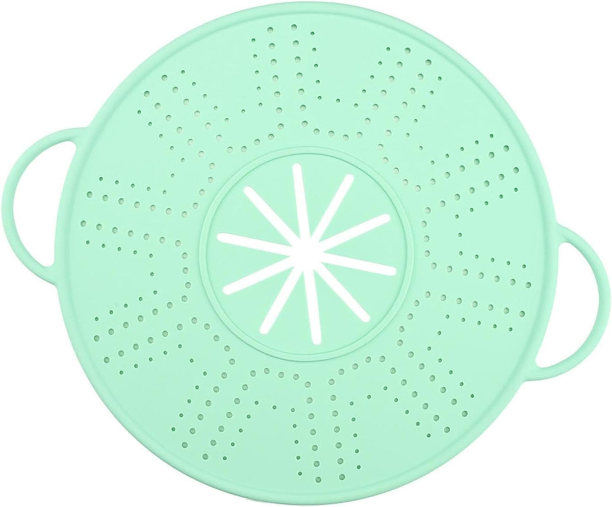 Silicone Spill Stopper Lid, 10.94 in Double Handle Splatter Screen for Boil-Over and Oil Splatter, Black