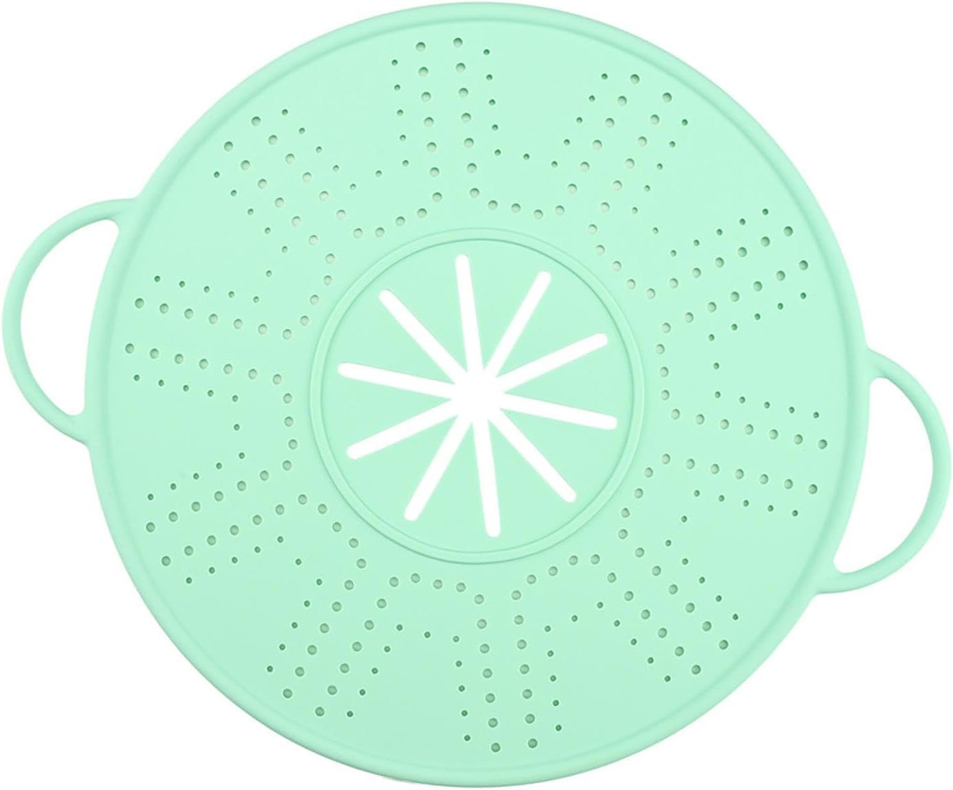 Silicone Spill Stopper Lid, 10.94 in Double Handle Splatter Screen for Boil-Over and Oil Splatter, Black