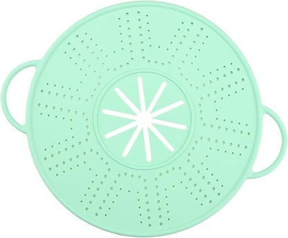 Silicone Spill Stopper Lid, 10.94 in Double Handle Splatter Screen for Boil-Over and Oil Splatter, Black