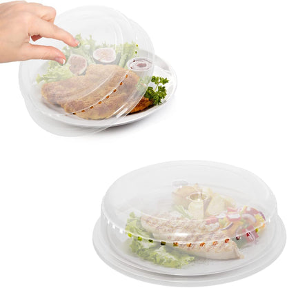 LEAL 2PK Microwave Splatter Cover 10.5” Clear Microwave Food Cover, BPA-Free Dishwasher Safe Microwave Plate Cover with Steam Vents, Reusable Splatter Guard for Kitchen Heating