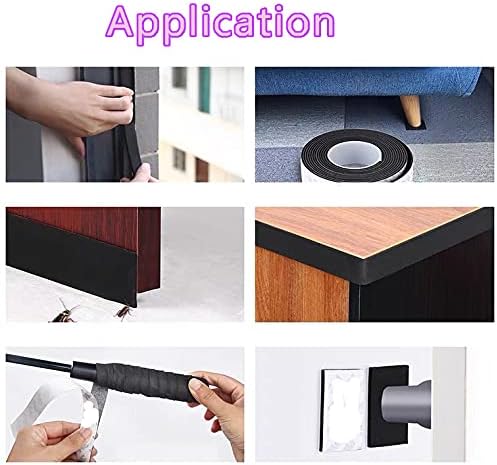 Door Weatherstrip Strong Adhesive Door Bottom Seal Black Rubber Strip 16.4 Feet Length Weather Stripping Bottom Seal Strip Door Winddow Sweep Weather Stripping Draft Stopper