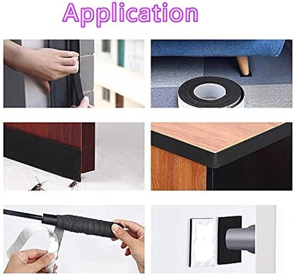 Door Weatherstrip Strong Adhesive Door Bottom Seal Black Rubber Strip 16.4 Feet Length Weather Stripping Bottom Seal Strip Door Winddow Sweep Weather Stripping Draft Stopper