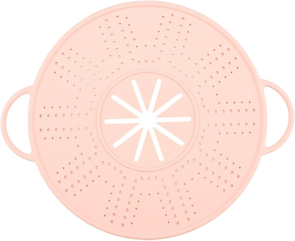 Silicone Spill Stopper Lid, 10.94 in Heat Resistant Splatter Screen with Double Handles for Boil-Over Prevention, Black
