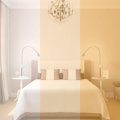 Adust Bedside Reading Light, Bedroom Reading Lamp, 3W LED Touch Dimmable Brightness Minimalist Wall Headboard Reading Lamp, Adjustable Colour Temperature, 3000k, 4000k, 6000k (Gold (2-Pack))