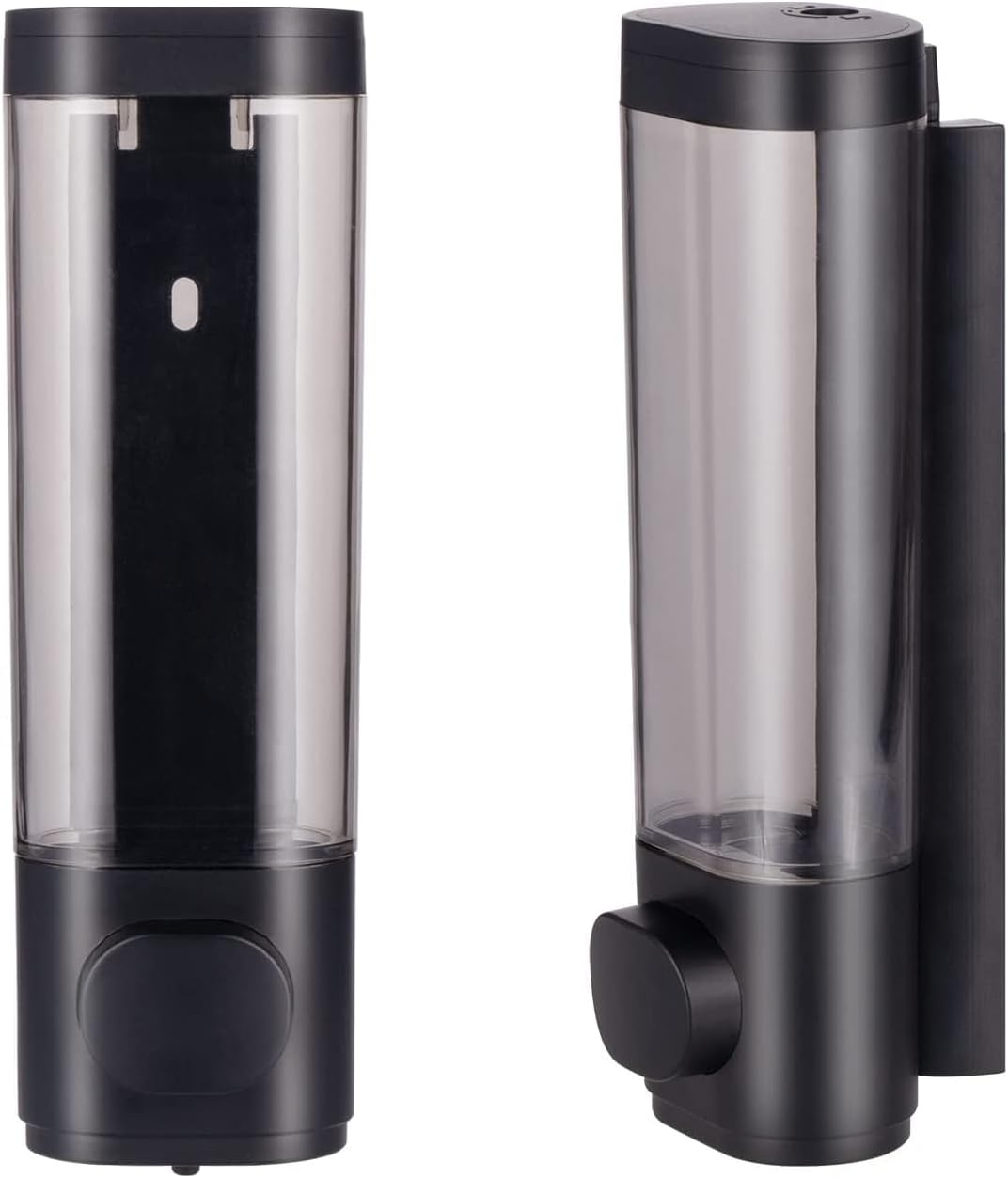 10oz/300ml Single Manual Wall Mounted Soap Dispenser, Black | Bathroom Shampoo and Conditioner Dispenser, Clear Plastic Refillable Liquid Lotion Pump Dispenser and Organizer