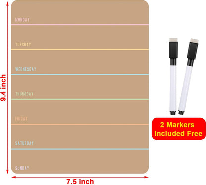 Outus 2 Pieces Magnetic Weekly Dry Erase Boards Erasable Weekly Calendars Whiteboard Planners with 2 Pieces Markers for Office, Home, School Supplies (Color 1, 9.4 x 7.5 Inch)