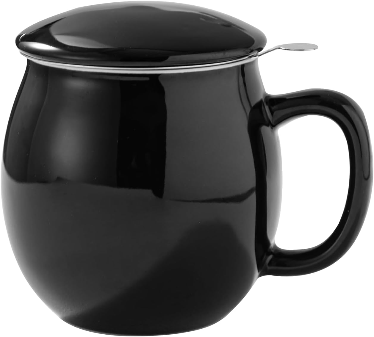 Yundu 12 OZ Matte Purple Ceramics Teacup with Infuser and Lid, Mug with Lid for Steeping - Stainless Steel Infuser for Loose Leaf Tea, Home Office Gift for Tea Lovers