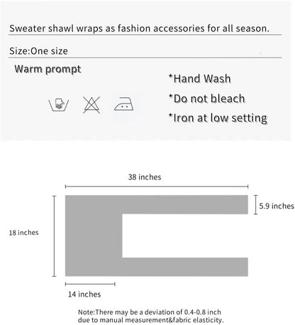 WaJuemy Women's Sweater Shawl Wraps Sleeves Knitted Collar Sweater Scarf Top Casual Lightweight Shoulder Cape Accessories