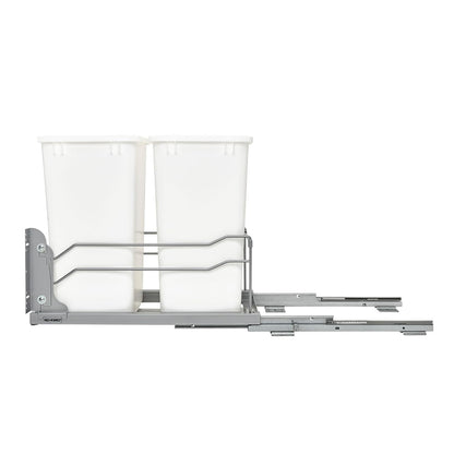 Rev-A-Shelf Double Pullout Trash Can w/Soft-Close Slides, 14.5" Min Opening | Large Capacity Garbage/ Recycling Waste Bins for Under Kitchen Cabinets, Heavy Gauge Wire Construction, 53WC-1835SCDM-211