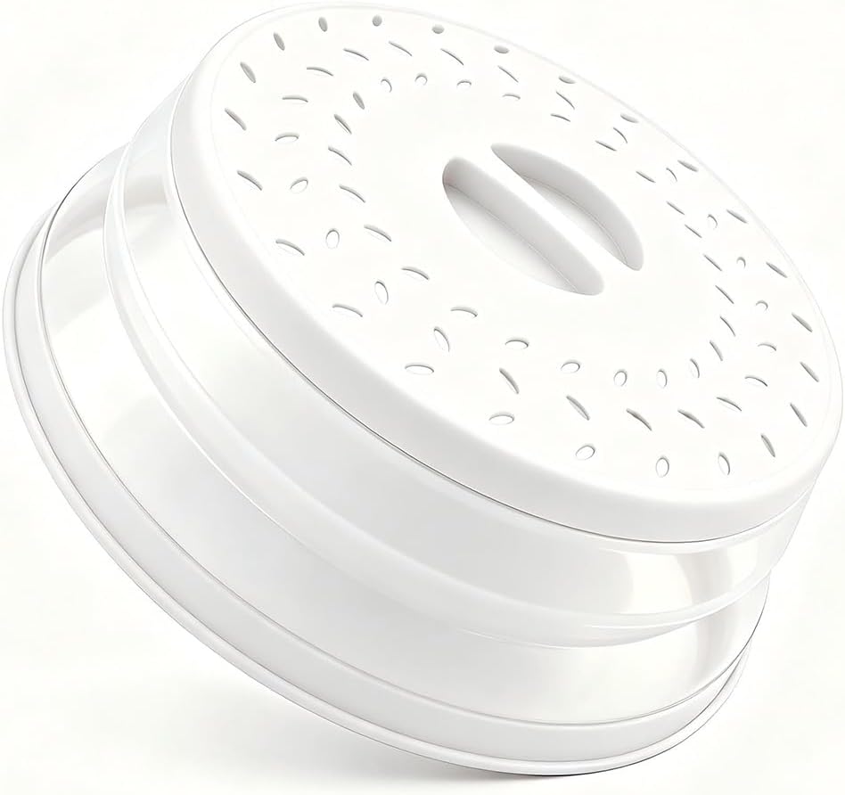 Collapsible Microwave Splatter Cover(Light purple, 10.5IN) | Microwave Plate Cover With Steam Vent，BPA-Free Silicone & Plastic