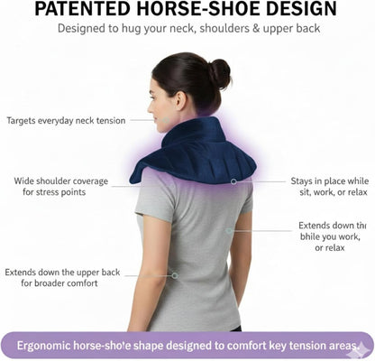 Herbal Concepts Neck Heating Pad & Shoulder Wrap | Microwave Heating Pad with 12 Herbs Aromatherapy| Cordless Heating pad, Blue