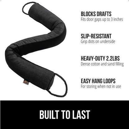 GORILLA GRIP Door Draft Stopper for Bottom of Doors, Cold Air Insulation Sweep, Weather Stripping Seal Noise, Soundproofing, Warmth Sealer, Easy Install Gap Filler, Home Essentials, 32 Inch, Gray