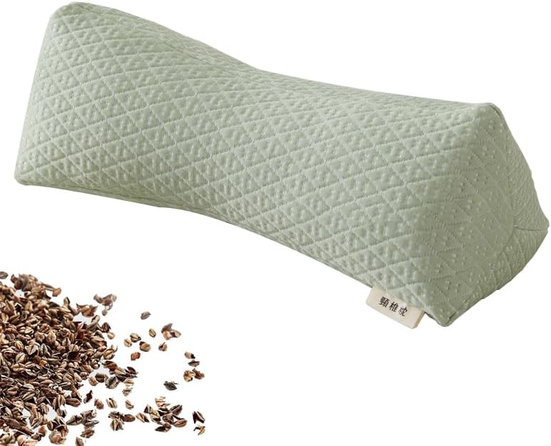 Buckwheat Pillow, Cooling Cervical Neck Support pillow ,Adjustable Bolster Buckwheat Roll Pillow Neck Pain Relief for Back and Side Sleepers Round Neck Pillows For Sleeping 6*15 inch (Green)