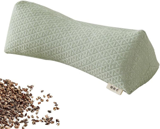 Buckwheat Pillow, Cooling Cervical Neck Support pillow ,Adjustable Bolster Buckwheat Roll Pillow Neck Pain Relief for Back and Side Sleepers Round Neck Pillows For Sleeping 6*15 inch (Green)
