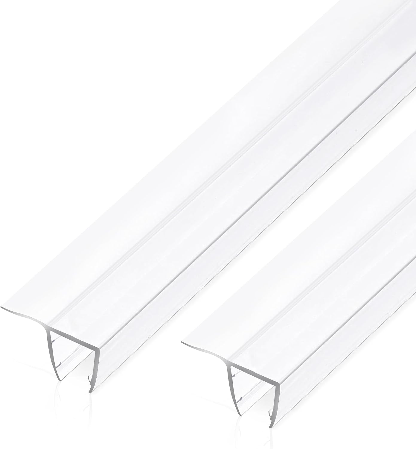 Frameless Shower Door Bottom Seal Strip for 3/8"(10mm) Thick Glass, Super Clear 36 Inch Long 2PCS Shower Door Seal, to Water Block