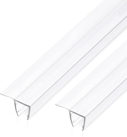 Frameless Shower Door Bottom Seal Strip for 3/8"(10mm) Thick Glass, Super Clear 36 Inch Long 2PCS Shower Door Seal, to Water Block