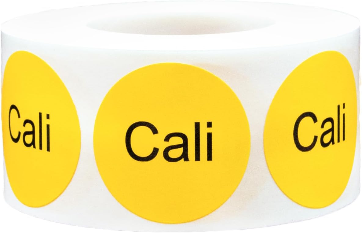 Yellow with Black Carnitas Circle Dot Adhesive Stickers, 1 Inch Round Labels, 500 Total Stickers