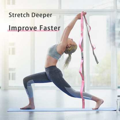 Stretching Strap Yoga Strap with Loops for Physical Therapy, Non-Elastic | 10 Loops, 75 inches length, Multi-Color Selection for Yoga Strap for Stretching, Pilates, Dance and Gymnastics
