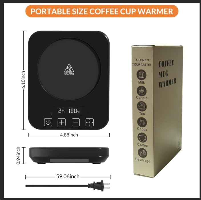 Coffee Mug Warmer, Cup Warmer with Auto Shut Off, Fast Bottle Warmers for All Bottles，3 Temp Settings, Multifunctional Bottle Warmer for Coffee, Beverage, Milk, Tea, Coffee Warmer Plate,Black