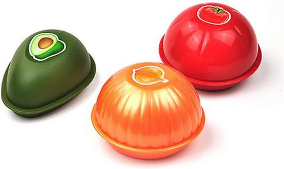 OUKEYI Fruit and Vegetable Storage Containers for Fridge, Avocado Saver Onion Storage Container Tomato and Lemon Keeper 4 Pack Set