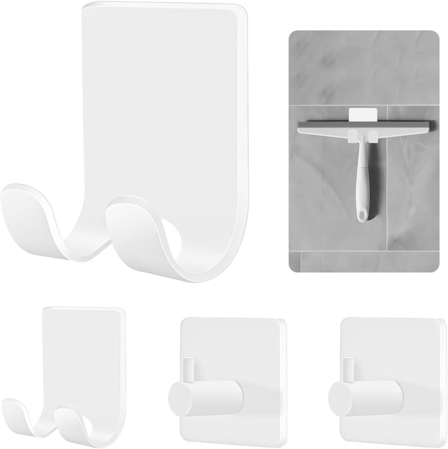 CGBE Shower Holders for Razors, 2 Pack Squeegee Holder and 2 Pack Razor Holder, Razors Holder for Shower Heavy Duty Waterproof Hook for Squeegee Loofah - Black