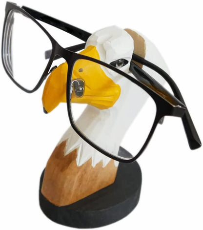 Red Dollar Handmade Wood Carved Animal Eyeglass Holder, Cute Sunglasses Display Stand, Nightstand Home Office Desk Decor, Christmas Holiday New Year Business Gift for Men Women Adults (Dog)