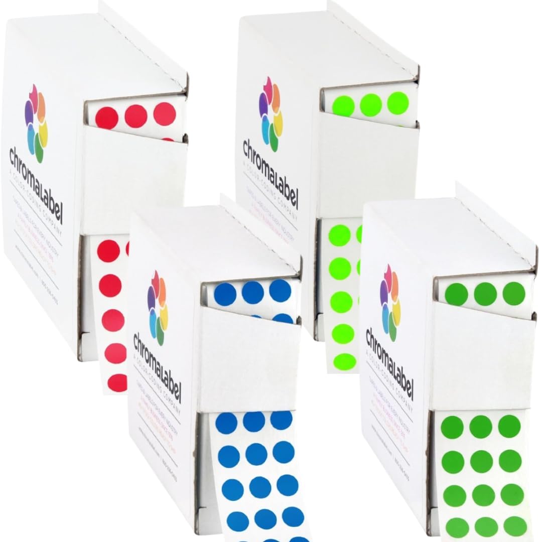 Dark Blue, Red & Yellow Dots, 1/4 Inch, 1000/Box Each Color | Writable Semi-Gloss Circle Labels in Dark Blue, Red and Yellow for Offices, Retail and Classrooms. Made in USA - Colors B
