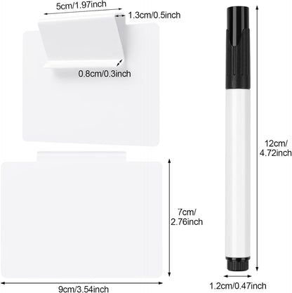 Utron 12pcs White Basket Labels, 3.5x2.7 Clip On PVC Labels with Pen for Storage Bins, Removable Label Holders, Regular
