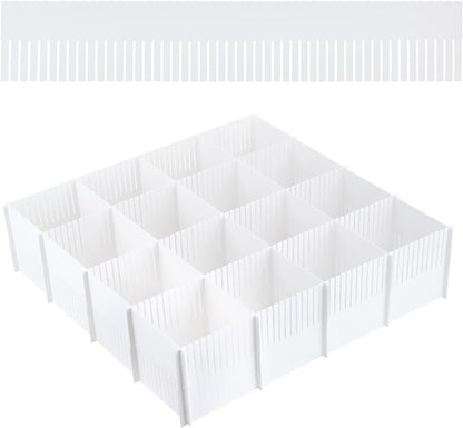 20PCS DIY Plastic Grid Drawer Dividers, Large Adjustable Drawer Storage Organizer (38cmx11cm) for Clutter Kitchen Cutlery Dresser Makeup Tools Socks Can Help Tidy Office Desk Clinic Bedroom