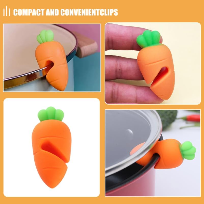 Silicone Pot Lid Lifter Clip Heat Resistant Spill Proof Pan Cover Holder for Soup Porridge Cooking Boil over Prevention Kitchen Gadget