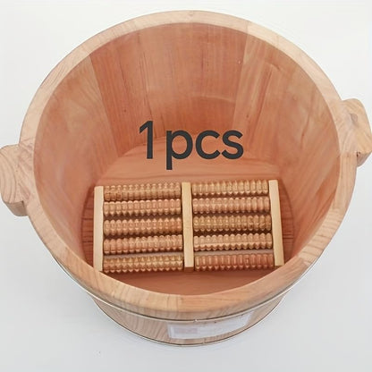 10.63 Inch * 4.72 Inch 5 Row Foot Massage Roller Wooden Dual Control Foot Massager for Home Use Suitable for All Seasons