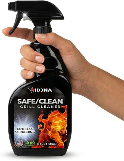 Kona Safe/Clean Grill Cleaner Spray, 23 oz - Heavy-Duty No-Drip Gel | heavy-duty no-drip gel formula, BBQ grate degreaser, 23 oz spray bottle