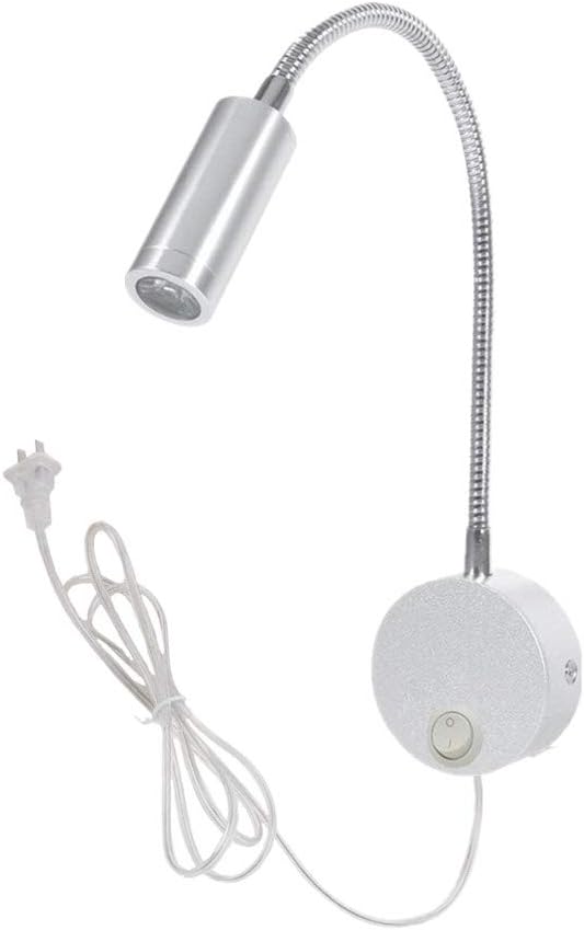 3W Wall Mounted Reading Light Flexible Gooseneck LED Sconce Lamp with Plug & Switch for Bedroom, Office, Workbench, Studio (01 Black Warm)