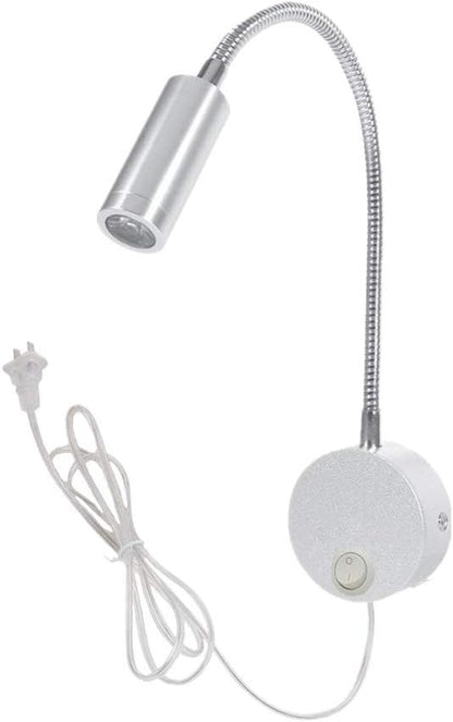 3W Wall Mounted Reading Light Flexible Gooseneck LED Sconce Lamp with Plug & Switch for Bedroom, Office, Workbench, Studio (01 Black Warm)