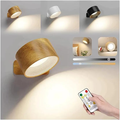 Lights, Sweden-Inspired Design Wall Mounted Light – Rechargeable Magnetic LED Wall Lamp with Soft Glow, Stick-On Wall Sconce for Bedroom Reading and Modern Home Lighting (Wood)