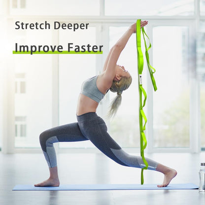 Stretching Strap Yoga Strap with Loops for Physical Therapy, Non-Elastic | 10 Loops, 75 inches length, Multi-Color Selection for Yoga Strap for Stretching, Pilates, Dance and Gymnastics