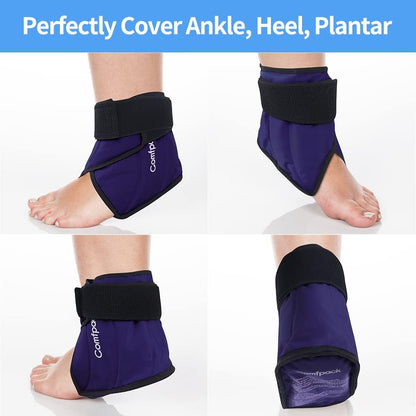 Comfpack Heel Ice Pack Wrap for Plantar Fasciitis Relief, Ankle Ice Pack | FSA Eligible, Ice Pack for Injures Reusable, Gel Cold Pack Warp for Achilles Tendonitis, Swelling, Ankle Sprain, Heel Pain