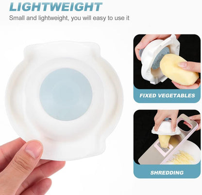Tofficu Cheese Slicer Handheld Food Slicer Hand Guard Grater Finger Protector Vegetable Slicer Holder Onion Cutting Tools Food Slicer Cutter (Blue) Hand Held Grater